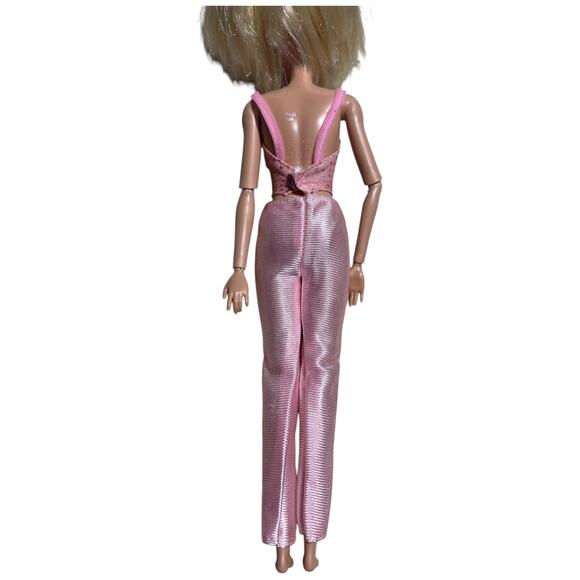 Barbie Pink Metallic Crop Top and Pants Two Piece Sparkle Outfit - Picture 2 of 7